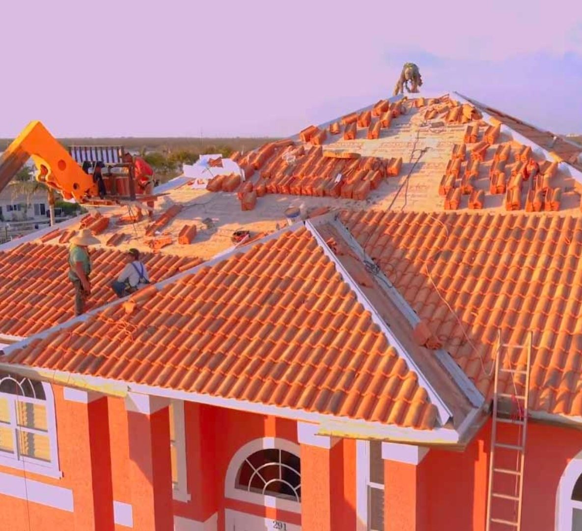 A historic clay tile home after restoration.